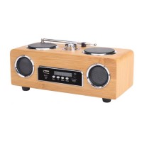 car radio Retro bamboo multifuctional boom box bluetooth speaker support Memory card USB player  and  FM radio